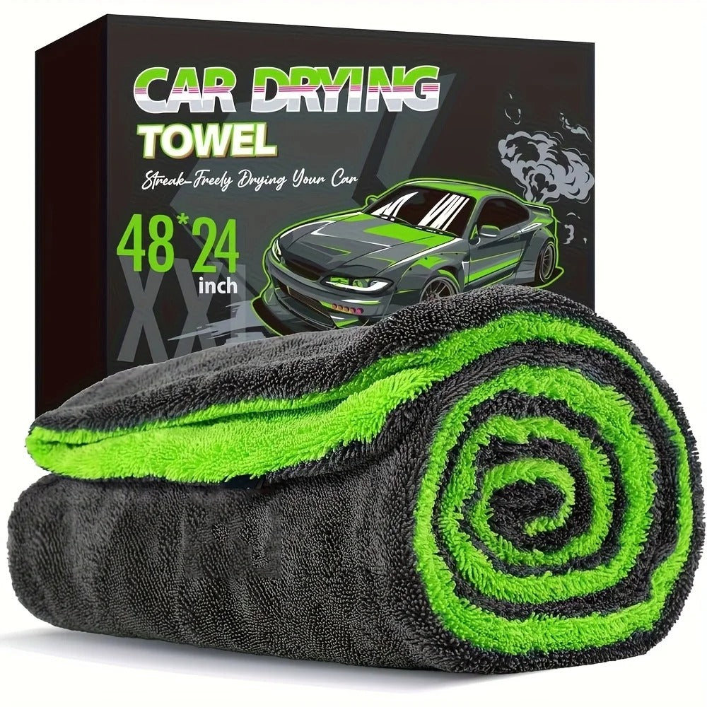 1400GSM Full-Size SUV Truck Drying Towel Double-Sided Microfiber, Twisted Yarn Technology, High Absorbency And Scratch-Resistant