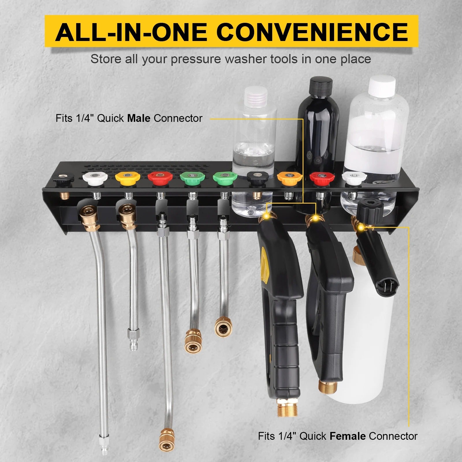 Pressure Washer Gun & Foam Cannon Holder with 1/4 Inch Quick Connector