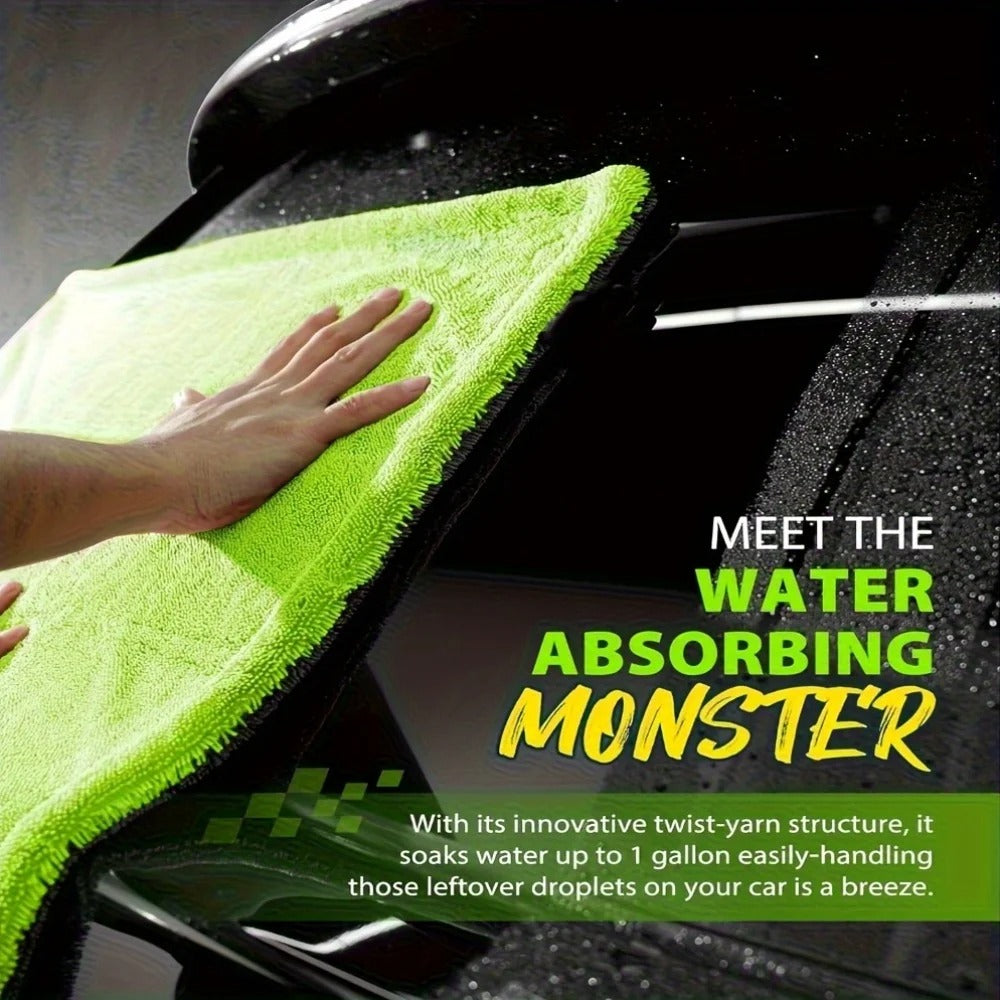 1400GSM Full-Size SUV Truck Drying Towel Double-Sided Microfiber, Twisted Yarn Technology, High Absorbency And Scratch-Resistant