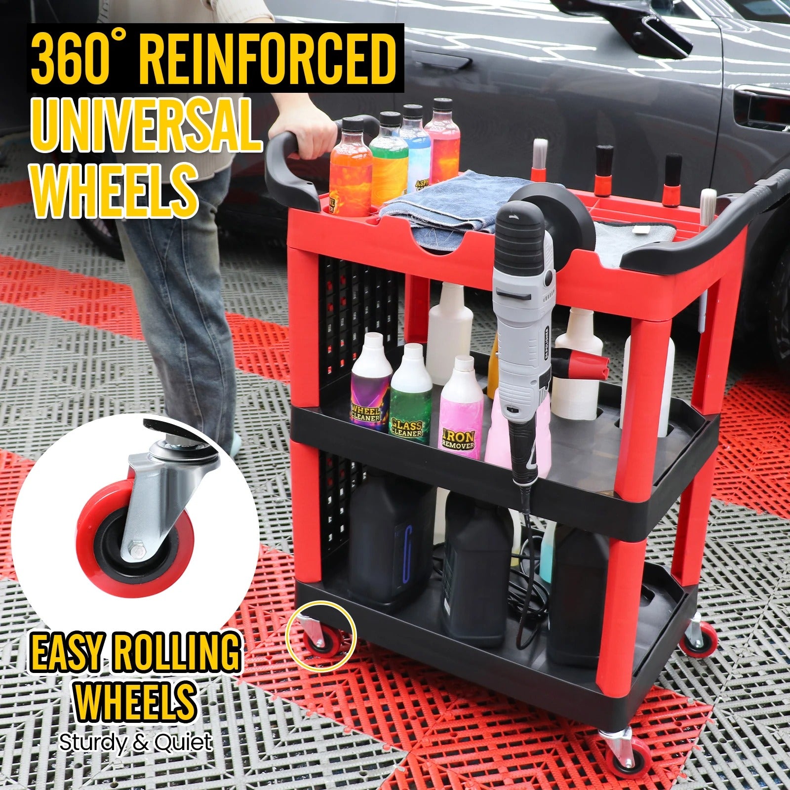 Auto 3 Tier Rolling Detail Cart