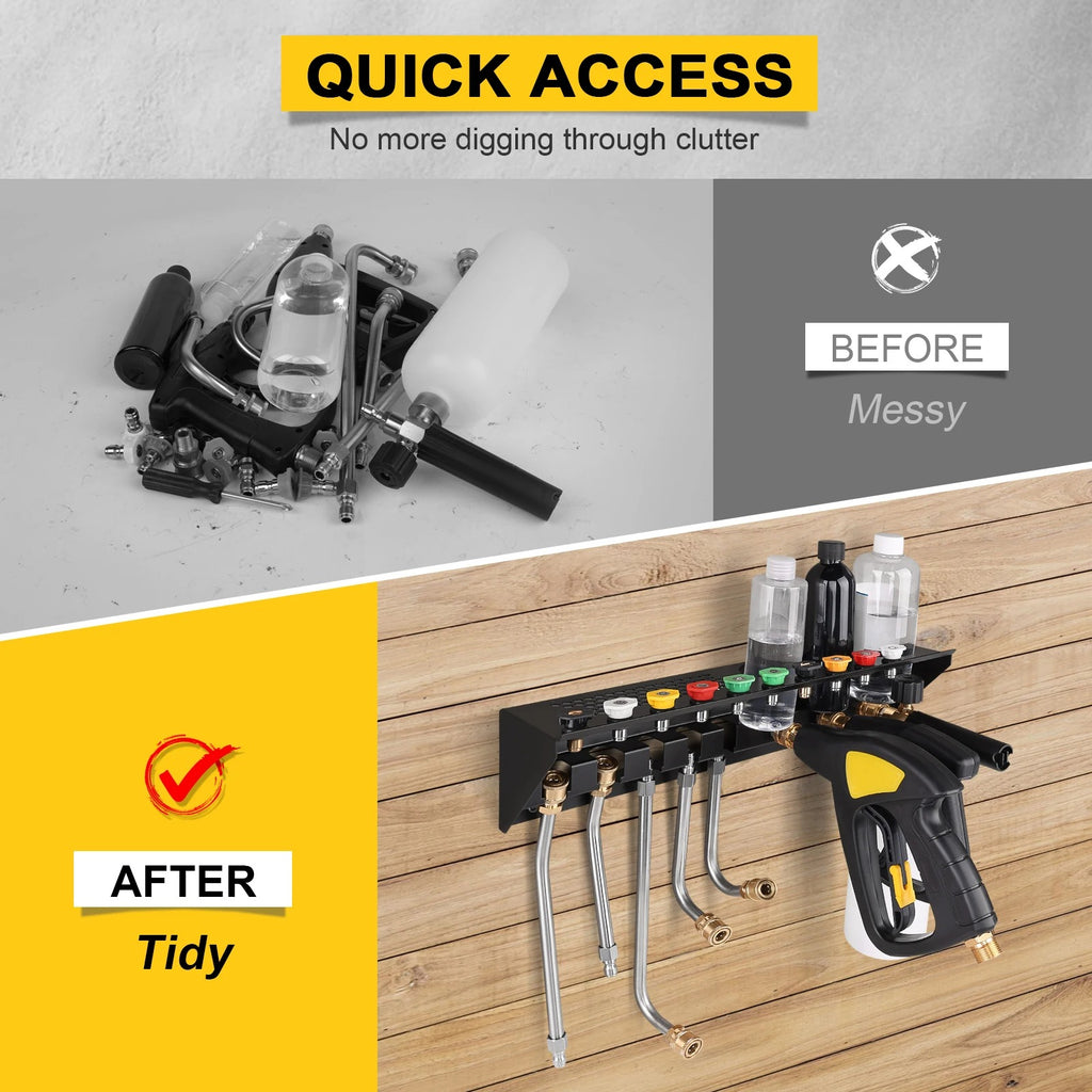 Pressure Washer Gun & Foam Cannon Holder with 1/4 Inch Quick Connector