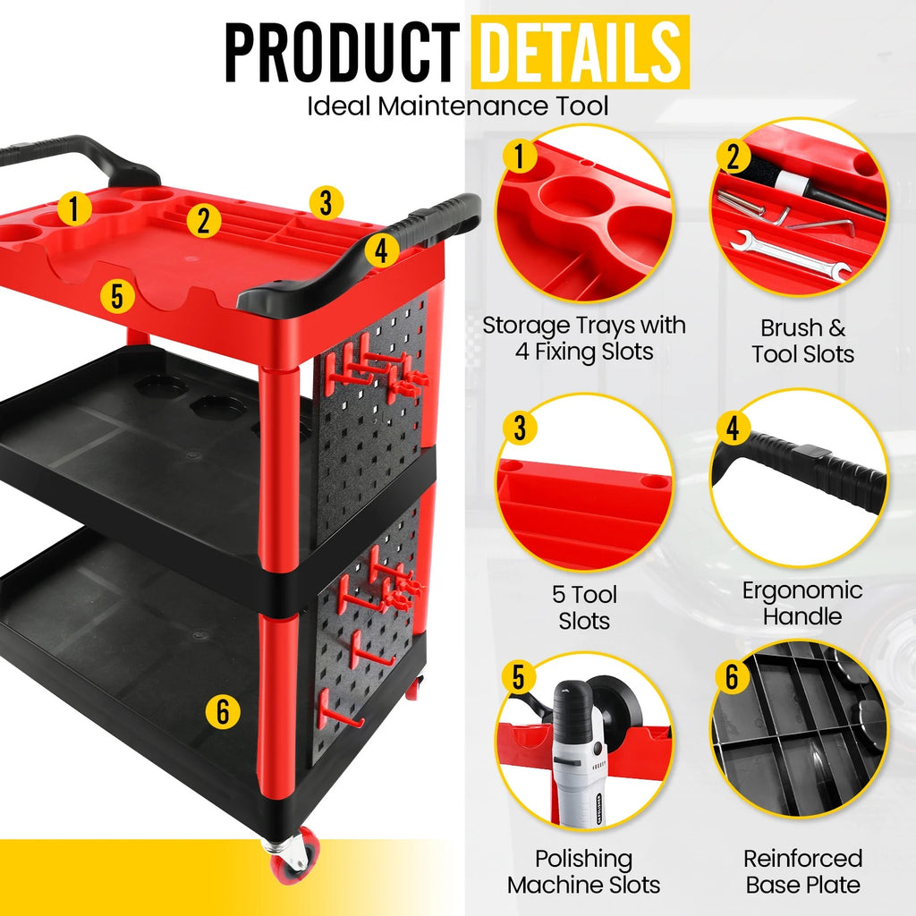Auto 3 Tier Rolling Detail Cart