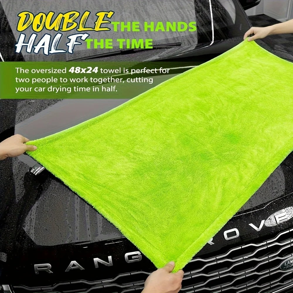 1400GSM Full-Size SUV Truck Drying Towel Double-Sided Microfiber, Twisted Yarn Technology, High Absorbency And Scratch-Resistant
